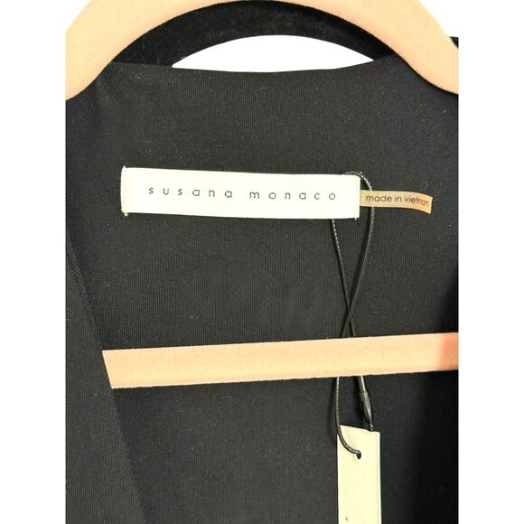 Susana Monaco Black Open Front Stretchy Dress Blazer Size Women’s Medium NWT - Picture 6 of 6